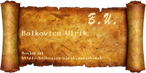 Balkovics Ulrik névjegykártya